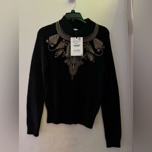 Zara Black Sweater with Gold Embroidery